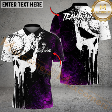 Maxcorners Golf Grunge Punisher Skull Design Personalized Name, Team Name 3D Shirt (4 Colors)