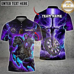 Maxcorners Darts Fantasy Knight Thunder Lightning Pattern Multicolor Option Customized Name, Team Name 3D Polo Shirt