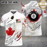 Maxcorners Billiards Sport Canada Maple Leaf Scratch Design Personalized Name 3D Unisex Shirt | White