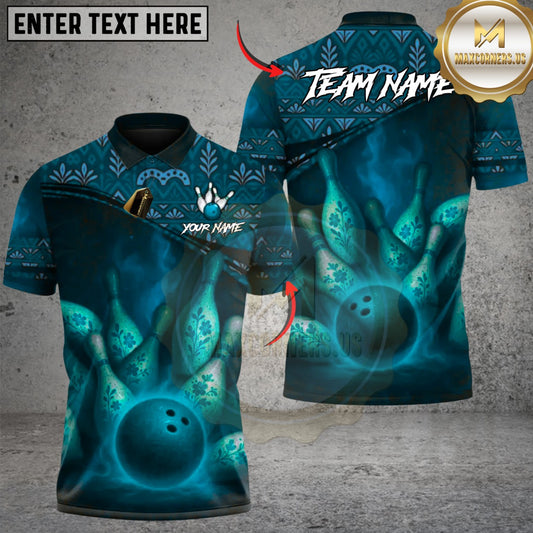 Maxcorners Ethnic Pattern Bowling Master Multicolor Customized Name, Team Name 3D Shirts