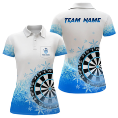 Maxcorners Blue Icy Frozen Darts Shirts With Pocket For Men Custom Darts Team Jerseys LM1605