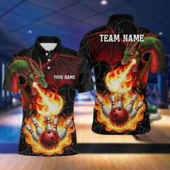 Maxcorners Flaming Dragon Bowling Shirt Custom for Men Women Bowling Team League LM0705