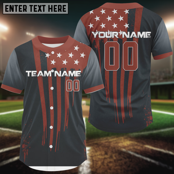 Maxcorners Personalized US Flag Baseball Jerseys Custom Patriotic Baseball Jersey For Men & Newborns LM2608