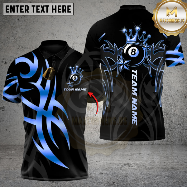 Maxcorners Billiard Golden Cue Master 8-Ball Multicolor Customized Name, Team Name 3D Shirt