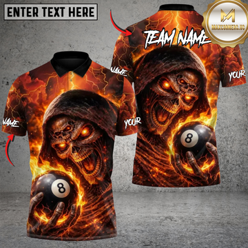 Maxcorners Billiard Hellfire Grim Reaper Multicolor Customized Name, Team Name 3D Shirt