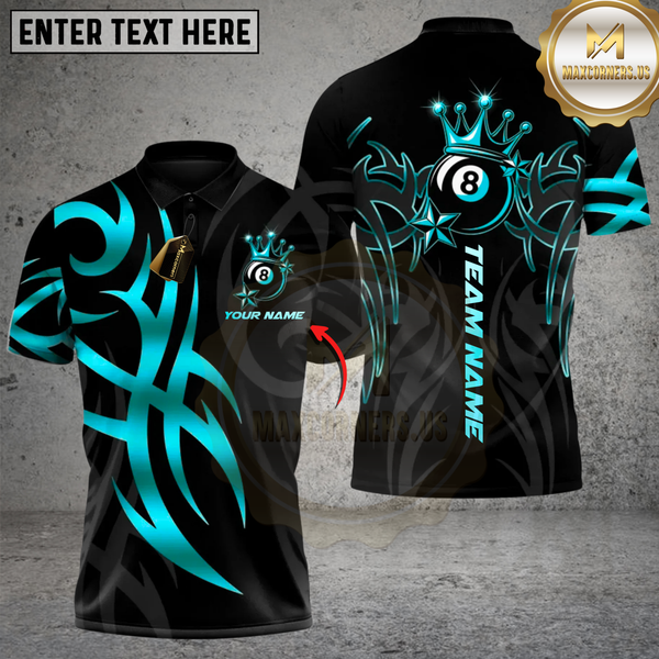 Maxcorners Billiard Golden Cue Master 8-Ball Multicolor Customized Name, Team Name 3D Shirt