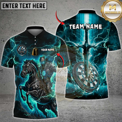 Maxcorners Darts Fantasy Knight Thunder Lightning Pattern Multicolor Option Customized Name, Team Name 3D Polo Shirt