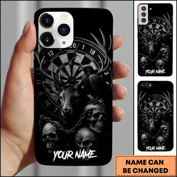 Maxcorners Darts Gothic Deer Skulls Dark Art Personalized Name 3D Phone Case