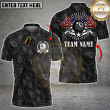 Maxcorners Billiards American Flag 8 Ball Emblem Personalized Name 3D Unisex Shirt