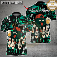 Maxcorners Funny Bowling Beer Multicolor Customized Name, Team Name 3D Shirt