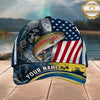 Maxcorners Fishing American Flag Grim Reaper Personalized 3D Cap