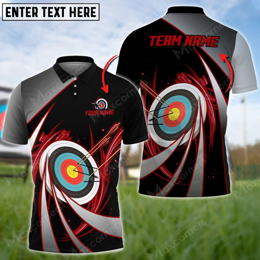 Maxcorners Flame Archery Tornado Pattern Multicolor Option Customized Name 3D Shirt (4 Colors)