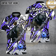 Maxcorners Bear Bowling Shirt Ferocious Bear Mascot with Bowling Pins and Ball Multioptions Personalized Name, Team Name Unisex 3D Shirt (4 Colors)