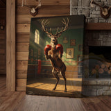 Maxcorners Deer Reading Hunting Magazine in Cabin Bathroom Wrapped Canvas