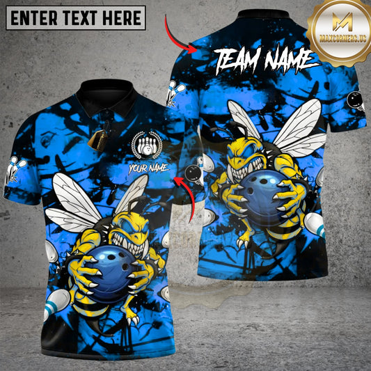Maxcorners Bowling Savage Bee Strike Multicolor Customized Name, Team Name 3D Shirt