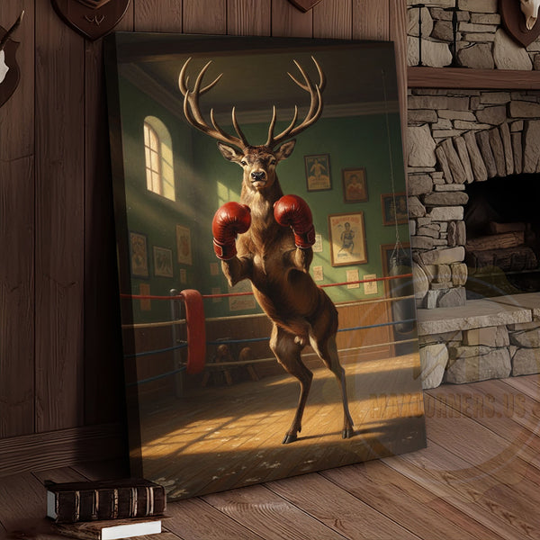 Maxcorners Deer Reading Hunting Magazine in Cabin Bathroom Wrapped Canvas