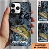 Maxcorners Fishing Phone Case Dark Hexagon Texture Smoke Blue Art Personalized Name Phone Case (8 Fish Species)