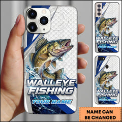Maxcorners Walleye Fishing Phone Case Splash Art Fishing Phone Case Custom Name