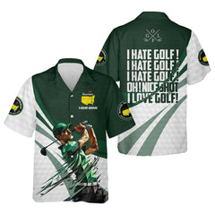 Maxcorners I Hate Golf Augusta Masters Tournament Custom Men's Golf Polo Shirt, Funny Gift For Golfer