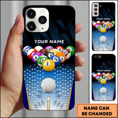 Maxcorners Billiards Colorful Pool Balls Breaking With Cue Stick Personalized Name Phone Case