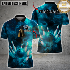 Maxcorners Cosmic Strike Bowling Multicolor Customized Name, Team Name 3D Shirts