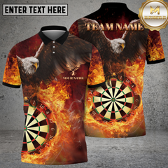 Maxcorners Darts Eagle Fire Flame Multicolor Option Customized Name, Team Name 3D Polo Shirt