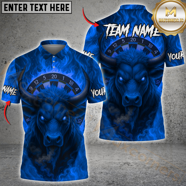 Maxcorners Darts Firestorm Bullseye Personalized Name, Team Name Shirt