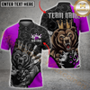 Maxcorners Bowling Bear King Ball Pattern Multicolor Customized Name, Team Name 3D Polo Shirt