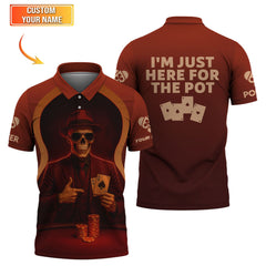 Maxcorners Custom Name Funny Poker Shirts, Skeleton Card Player Polos, Poker Shirt For Men'sLM1009