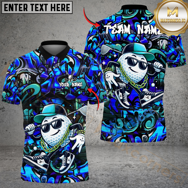 Maxcorners Hip Hop Golf Ball Shirt, Customized Name & Team Name 3D Shirts (4 Colors)