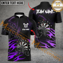 Maxcorners Darts Skull Thunder Light MutilColor Option Customized Name, Team Name 3D Polo Shirt