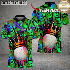 Maxcorners Golf Graffiti Crown Multicolor Customized Name, Team Name 3D Shirts