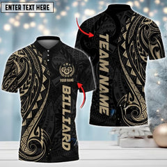Maxcorners Billiards Maori Brown Personalized Name 3D Shirt