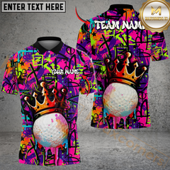 Maxcorners Golf Graffiti Crown Multicolor Customized Name, Team Name 3D Shirts