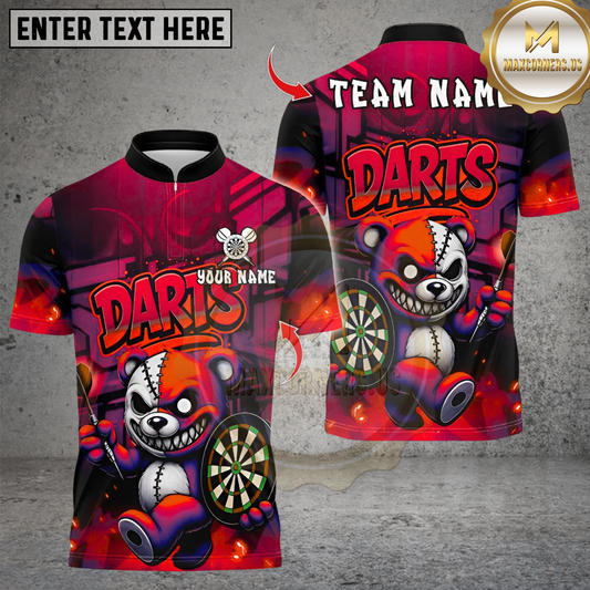 Maxcorners Darts Halloween Bear With Dartboard Multicolor Customized Name, Team Name 3D Shirts