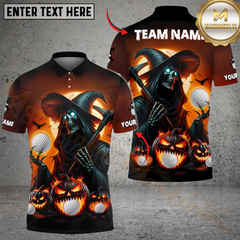 Maxcorners Golf Grim Reaper Pumpkin Multicolor Customized Name, Team Name 3D Shirts