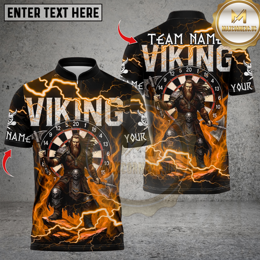 Maxcorners Darts Light Thunder Viking Warrior Multicolor Customized Name, Team Name 3D Shirts