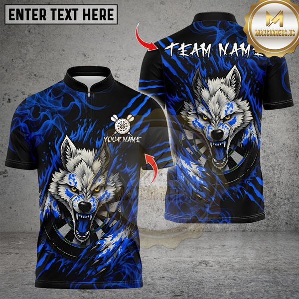 Maxcorners Darts Wolf Crack Multicolor Customized Name, Team Name 3D Shirts