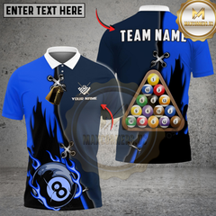 Maxcorners Billiards Dual Flame Multicolor Customized Name, Team Name 3D Shirt