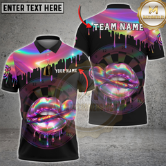 Maxcorners Darts Neon Holographic Lips Dartboard Multicolor Customized Name, Team Name 3D Shirts