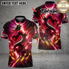 Maxcorners Bowling Thunder Snake Multioptions Personalized Name, Team Name Unisex 3D Shirts