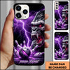 Maxcorners Bowling Purple Lightning Skull Personalized Name Phone Case