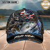 Maxcorners Fishing Skull Fisherman American Flag Personalized 3D Cap