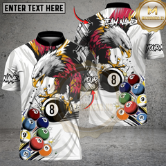 Maxcorners Billiards Eagle Strike 8-Ball Multicolor Customized Name Team Name 3D Shirt