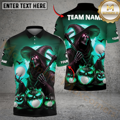 Maxcorners Golf Grim Reaper Pumpkin Multicolor Customized Name, Team Name 3D Shirts