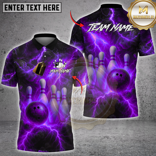 Maxcorners Bowling Fire Storm Multicolor Customized Name, Team Name 3D Shirt