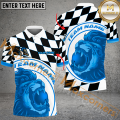 Maxcorners Lion Caro Pattern Bowling Jersey Multicolor Option Customized Name, Team Name 3D Polo Shirt