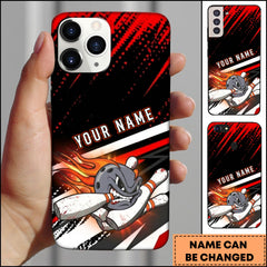 Maxcorners Bowling Red Black Angry Ball Character Personalized Name Phone Case