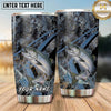 Maxcorners Fishing Tumbler Dark Blue Grunge Camouflage Design Personalized Name Tumbler (13 Species)