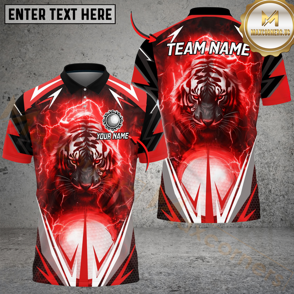 Maxcorners Golf Electric Tiger Multicolor Customized Name, Team Name 3D Shirts